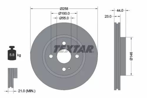 2x Textar Front Vented Brake Discs Pair For Ford Ford (Changan) Ford Asia & Ocea