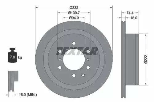 2x Textar Rear Vented Brake Discs Pair For Mitsubishi Pajero Pajero Classic Paje
