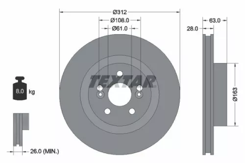2x Textar Front Vented Brake Discs Pair For Renault Clio Megane