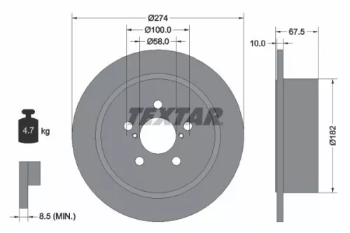 2x Textar Rear Solid Brake Discs Pair For Subaru Legacy Outback