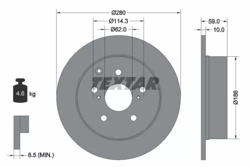 2x Textar Rear Solid Brake Discs Pair For Toyota Avensis