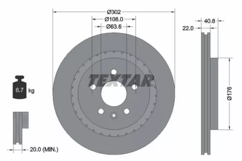 2x Textar Rear Vented Brake Discs Pair For Volvo Volvo (Changan) Volvo Asia S60 