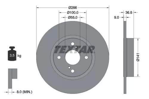 2x Textar Rear Solid Brake Discs Pair For Holden Toyota Corolla Corolla Levin No