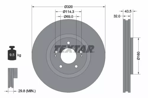 2x Textar Front Vented Brake Discs Pair For Mitsubishi Lancer