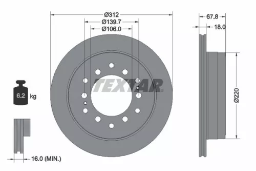 2x Textar Rear Vented Brake Discs Pair For Baic Weiwang Baw Dongfeng (Dfac) Foda