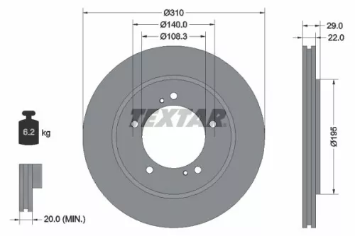 2x Textar Front Vented Brake Discs Pair For Suzuki Grand Vitara