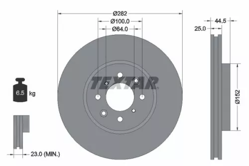 2x Textar Front Vented Brake Discs Pair For Mg Express Mg Zr Mg Zs