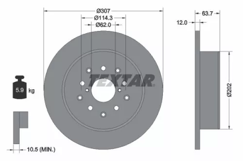 2x Textar Rear Solid Brake Discs Pair For Lexus Toyota Altezza Altezza Gita Aris