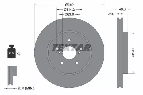 2x Textar Front Vented Brake Discs Pair For Geely Huanghai Lexus Toyota Boyue Bo