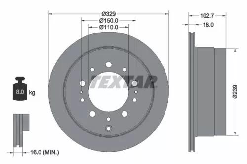 2x Textar Rear Vented Brake Discs Pair For Lexus Toyota Toyota (Faw) Land Cruise