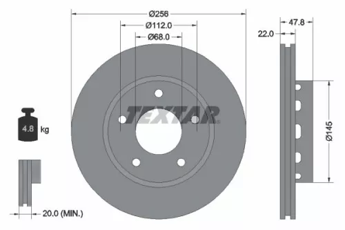 2x Textar Rear Vented Brake Discs Pair For Audi Vw A4 Passat