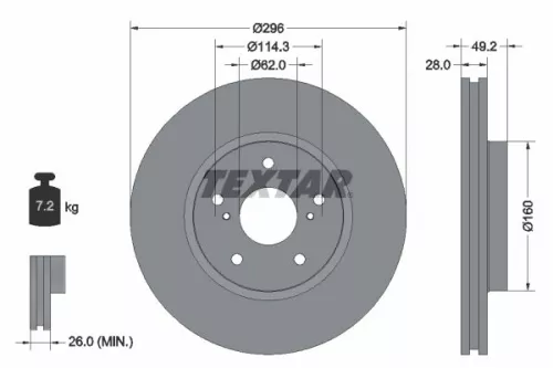 2x Textar Front Vented Brake Discs Pair For Lexus Toyota Toyota (Faw) Toyota (Ga