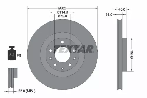 2x Textar Front Vented Brake Discs Pair For Mazda Rx-8