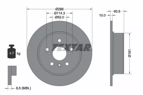 2x Textar Rear Solid Brake Discs Pair For Lexus Toyota Camry Rx