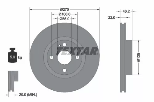 2x Textar Front Vented Brake Discs Pair For Eunos Mazda Mx-5 Roadster