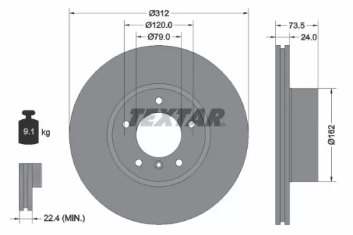 2x Textar Front Vented Brake Discs Pair For Bmw Zinoro 1e 3 3 Series X1