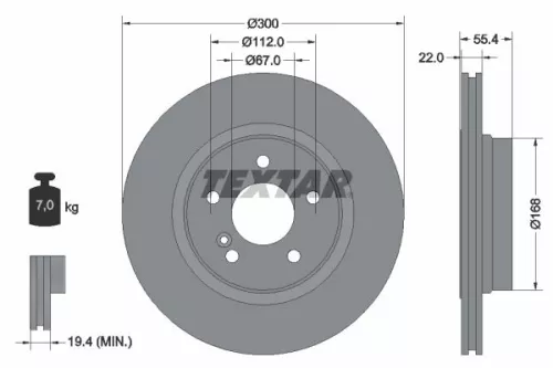 2x Textar Rear Vented Brake Discs Pair For Mercedes E-class