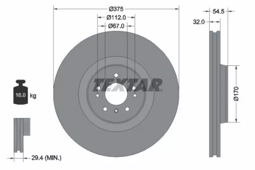 2x Textar Front Vented Brake Discs Pair For Mercedes Gl-class M-class R-class
