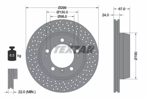 2x Textar Rear Perforated Brake Discs Pair For Porsche 911 Boxster Cayman