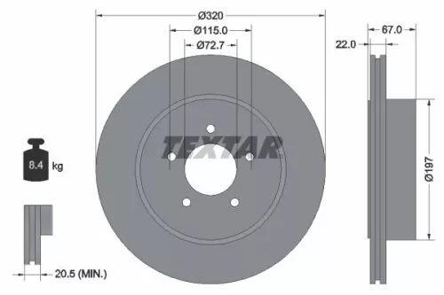 2x Textar Rear Vented Brake Discs Pair For Chrysler Chrysler (Bbdc) Dodge Lancia