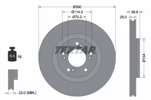 2x Textar Front Vented Brake Discs Pair For Honda S2000