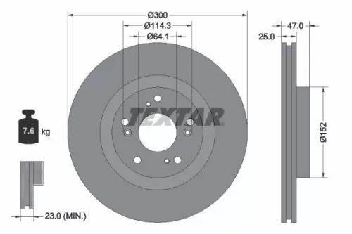 2x Textar Front Vented Brake Discs Pair For Honda Honda (Dongfeng) Civic Cr-v