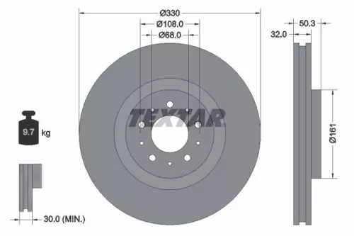 2x Textar Front Vented Brake Discs Pair For Toyota Volvo Caldina Celica S60 V70