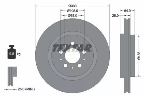 2x Textar Rear Vented Brake Discs Pair For Volvo S60 V70