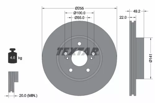 2x Textar Front Vented Brake Discs Pair For Toyota Toyota (Faw) Prius