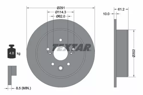 2x Textar Rear Solid Brake Discs Pair For Lexus Toyota Toyota (Faw) Crown Crown 