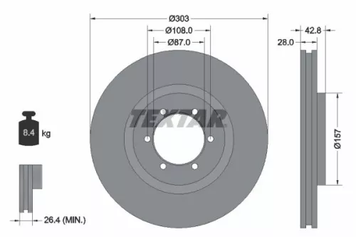 2x Textar Front Vented Brake Discs Pair For Hyundai Hyundai (Huatai) Terracan
