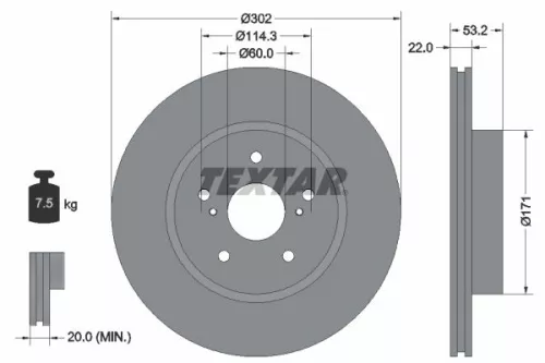2x Textar Front Vented Brake Discs Pair For Toyota Supra