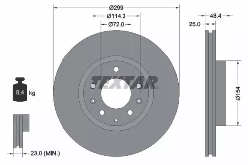 2x Textar Front Vented Brake Discs Pair For Besturn (Faw) Haima (Faw) Mazda Mazd