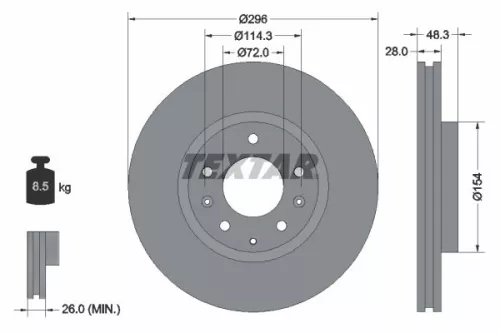 2x Textar Front Vented Brake Discs Pair For Mazda Mazda (Faw) 8 Cx-7