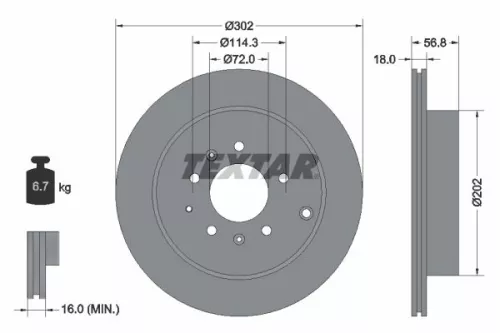 2x Textar Rear Vented Brake Discs Pair For Mazda Mazda (Faw) 8 Cx-7