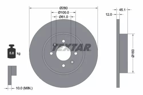 2x Textar Rear Solid Brake Discs Pair For Renault Kangoo