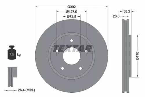 2x Textar Front Vented Brake Discs Pair For Chrysler Dodge Fiat Vw Caravan Freem