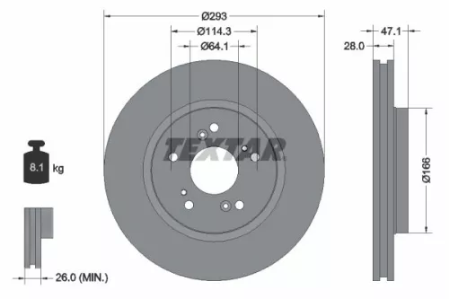 2x Textar Front Vented Brake Discs Pair For Honda Cr-v Crosstour