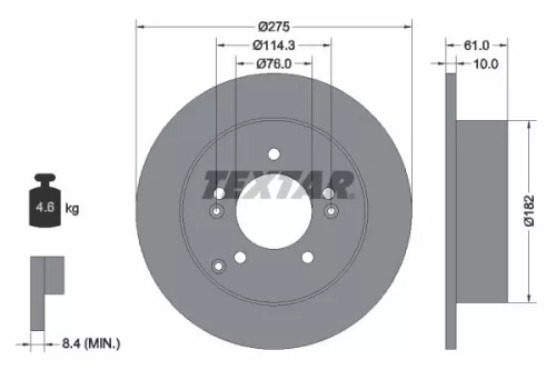 2x Textar Rear Solid Brake Discs Pair For Kia Naza Carens Citra