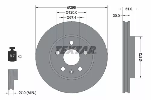 2x Textar Front Vented Brake Discs Pair For Buick Buick (Sgm) Chevrolet Chevrole