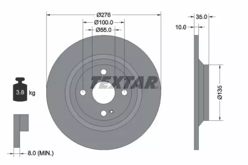 2x Textar Rear Solid Brake Discs Pair For Eunos Mazda Mx-5 Roadster