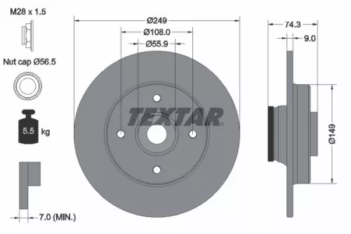2x Textar Rear Solid Brake Discs Pair For Citroën Ds Peugeot 308 308 Cc 308 Sw C
