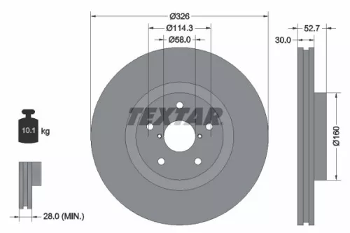 2x Textar Front Vented Brake Discs Pair For Subaru Impreza Wrx