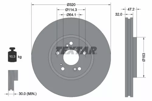 2x Textar Front Vented Brake Discs Pair For Honda Accord