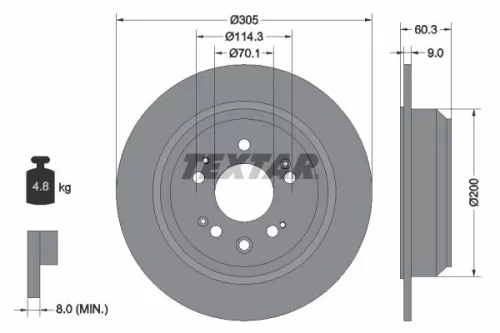2x Textar Rear Solid Brake Discs Pair For Honda Accord