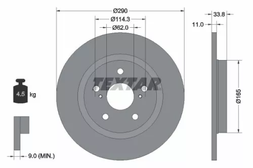 2x Textar Rear Solid Brake Discs Pair For Toyota Avensis