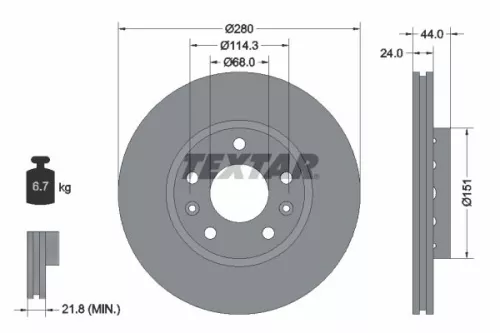 2x Textar Front Vented Brake Discs Pair For Dacia Mercedes Nissan Renault Samsun