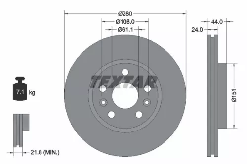 2x Textar Front Vented Brake Discs Pair For Renault Kangoo / Grand Kangoo Megane
