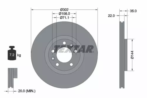 2x Textar Rear Vented Brake Discs Pair For Citroën C6