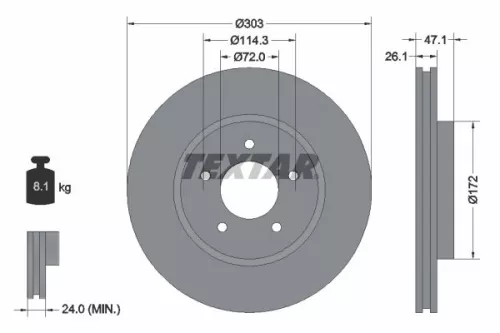 2x Textar Front Vented Brake Discs Pair For Ford Ford Australia Ford Usa Mazda M